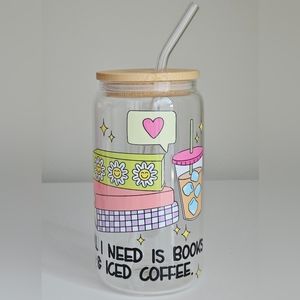 All I Need Is Book 16oz Clear Libbey Glass Tumbler